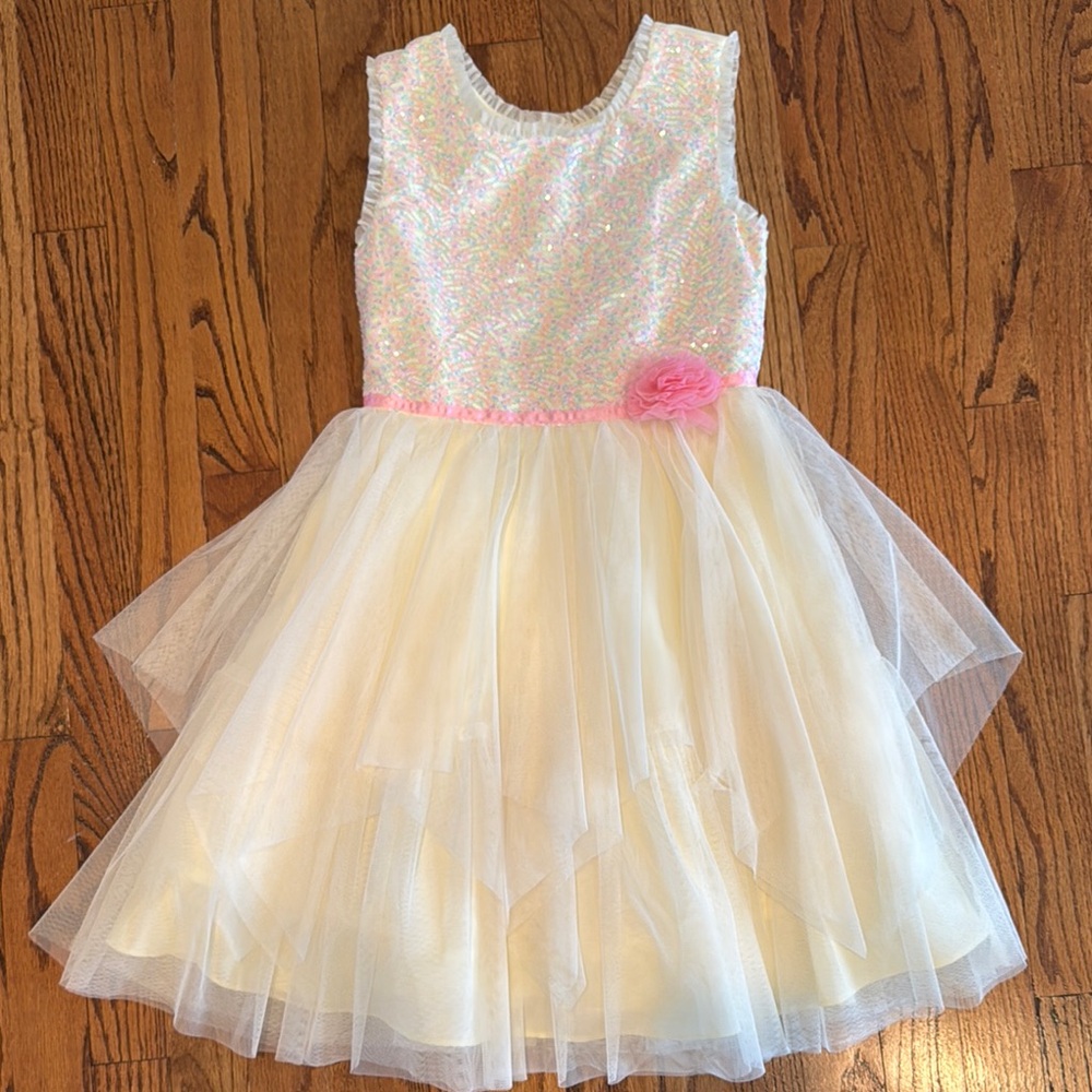 Sparkling White and Pink Kids Costume Dress